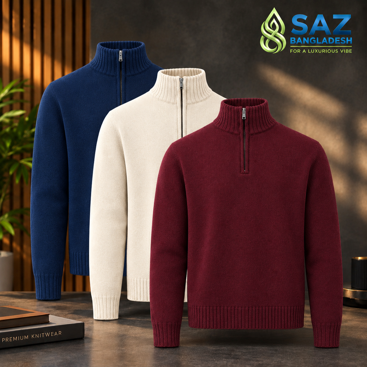 Premium Men's Half-zip Knit Sweater